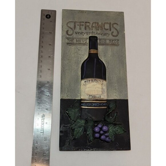 Ceramic 3D Wine Bottle Wall Decor St Martins & St Francis Yellow Black Purple - Picture 9 of 14